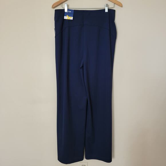NWT Old Navy L Powersoft Go Dry Pants Wide Leg High Rise Flat Front Pull On Blue - Picture 2 of 14